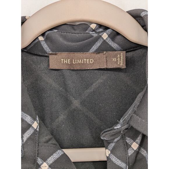 The Limited Belted Window Pane Dress XS Black White Knee Length Belt Check Lined - Picture 4 of 11